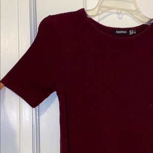 Dark purple long dress / short sleeves